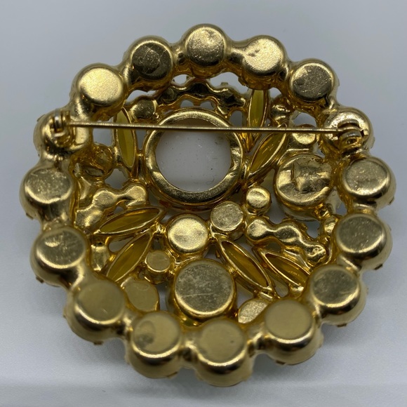 VINTAGE JULIANA DELIZZA ELSTER D&E ORANGE GREEN EASTER EGG RHINESTONES BROOCH - Picture 7 of 7